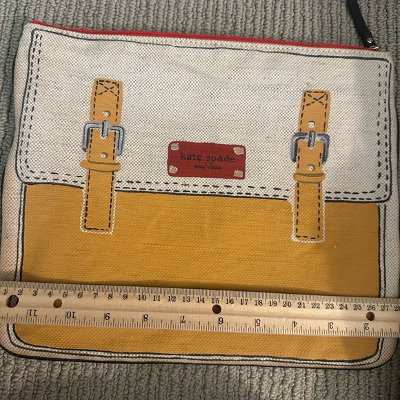 Kate Spade Canvas School Satchel Print Pouch – Large Zip Bag - Picture 2 of 10